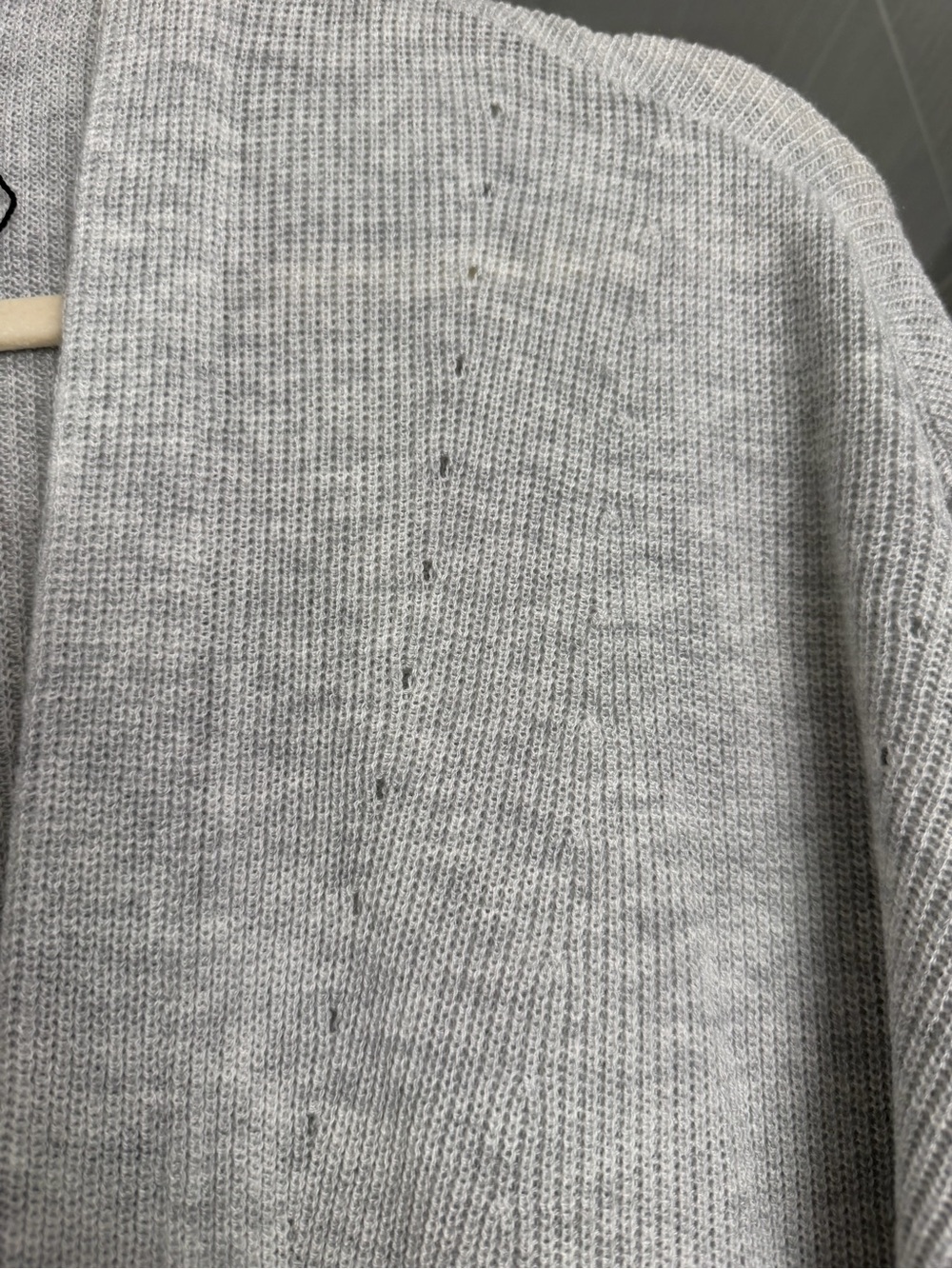Express Light Gray Open-Front Long Ribbed Cardigan - Picture 3 of 5